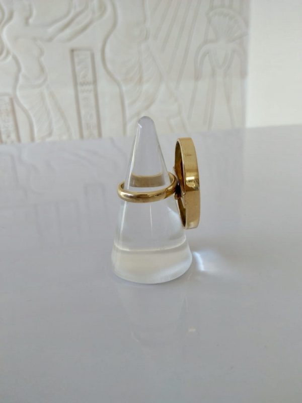 Mix Of Metals Oval Sea-Shell Ring Brass Gold Plated 18K