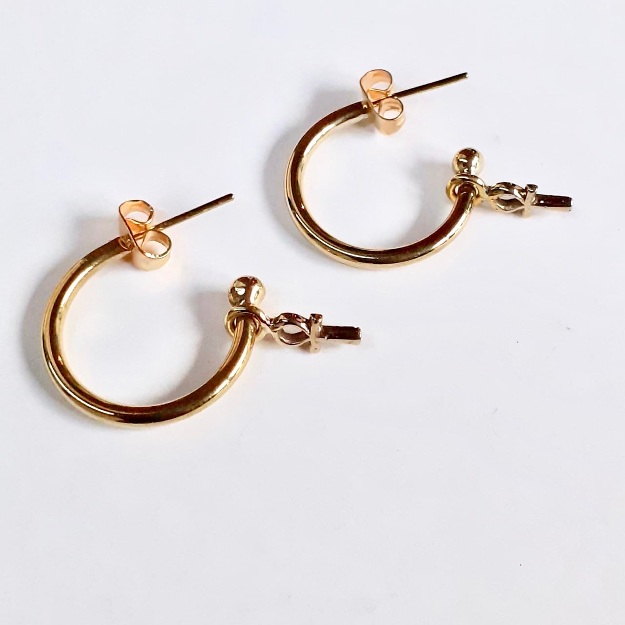 SAB FARO ANKH EARRINGS IN BRASS 14K GOLD PLATED