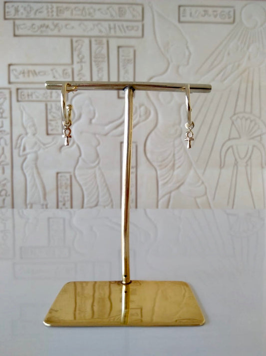 SAB FARO ANKH EARRINGS IN BRASS 14K GOLD PLATED