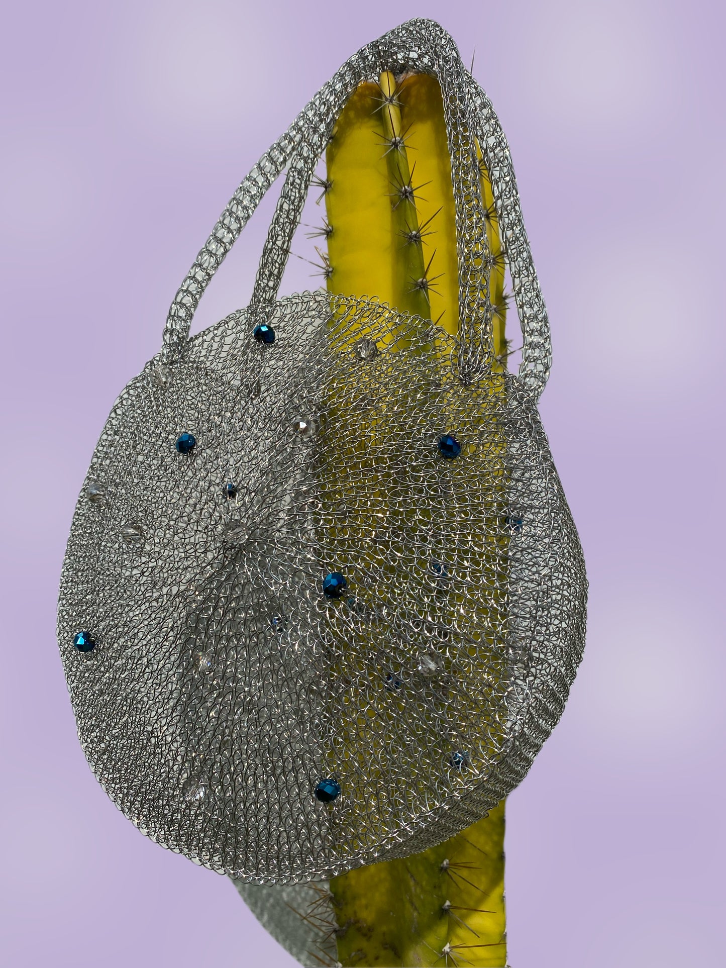 By Sumba Artisans Small Round Wire Crochet Bag With Handcrafted Beads