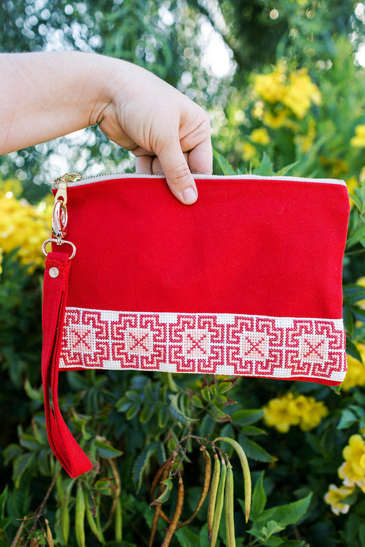 Red Tatreez Pouch