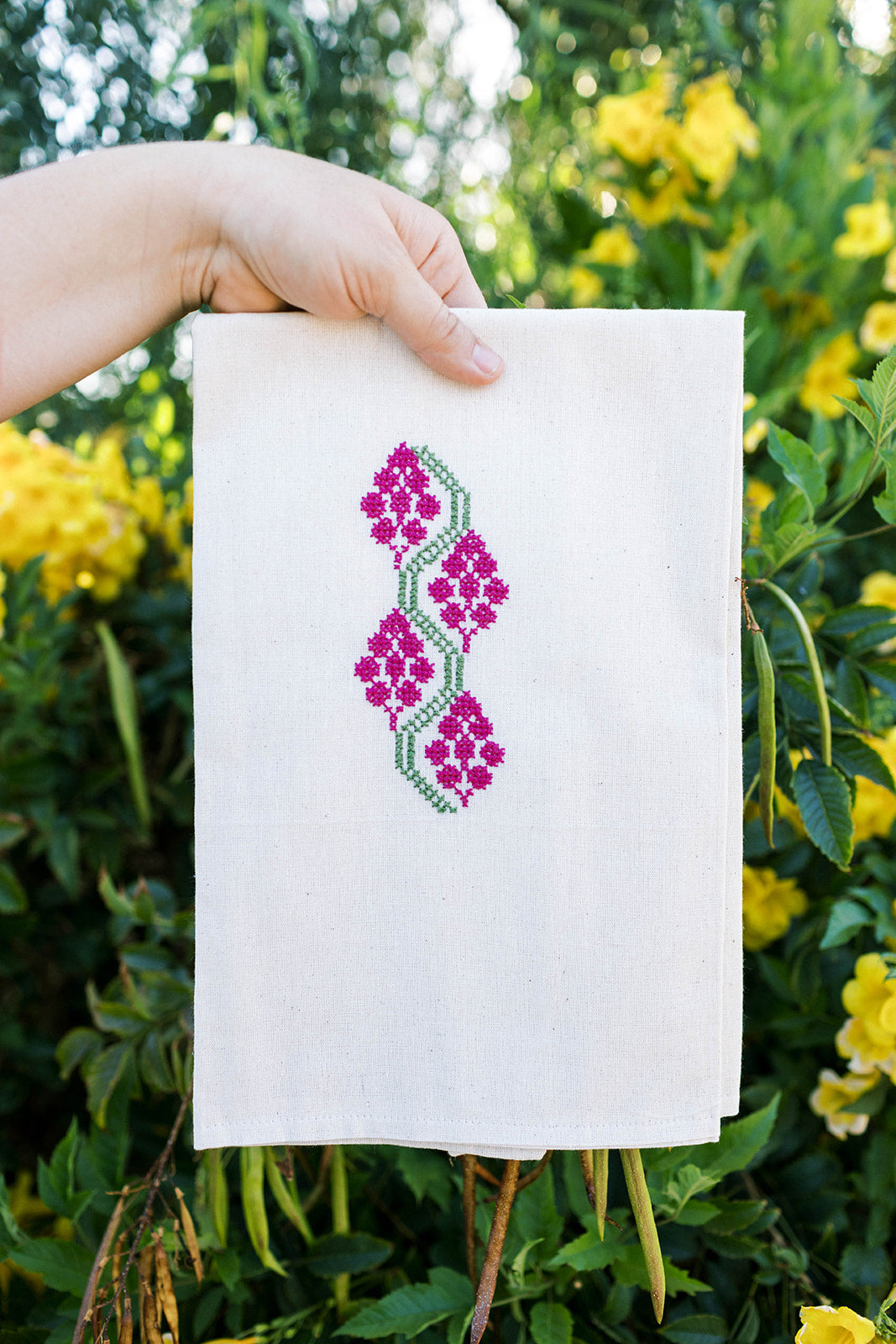 Tatreez Tea Towel Set: Cauliflower & Grapes