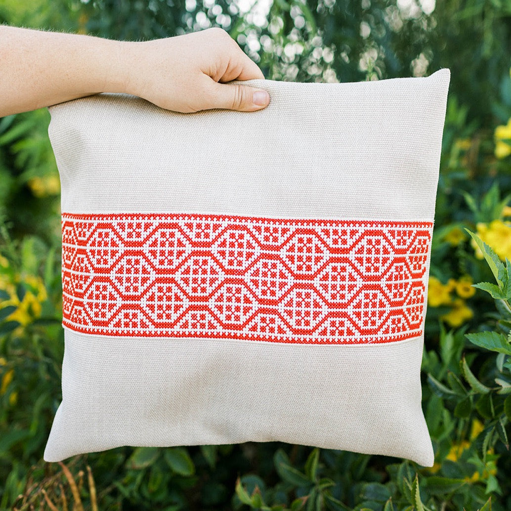 Tatreez Pillow - Palestinian Red