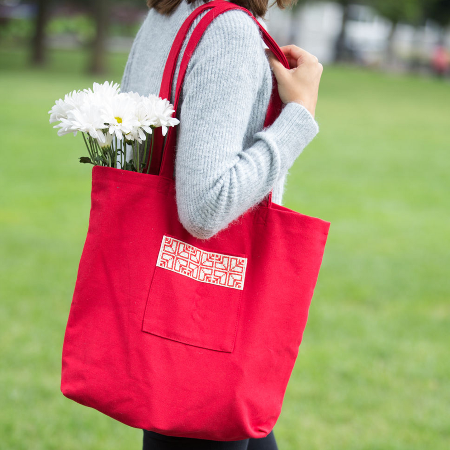 Fabric Market Tote - Red