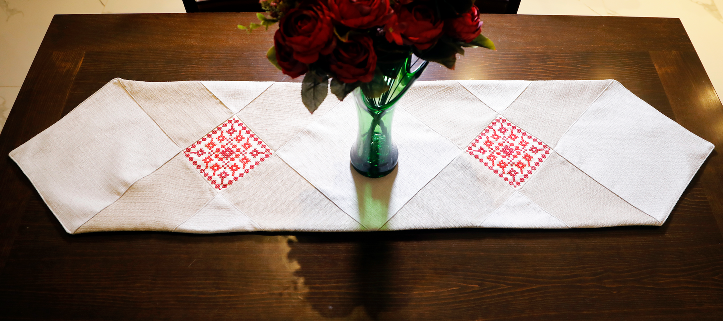 Tatreez Table Runner - Palestinian Red