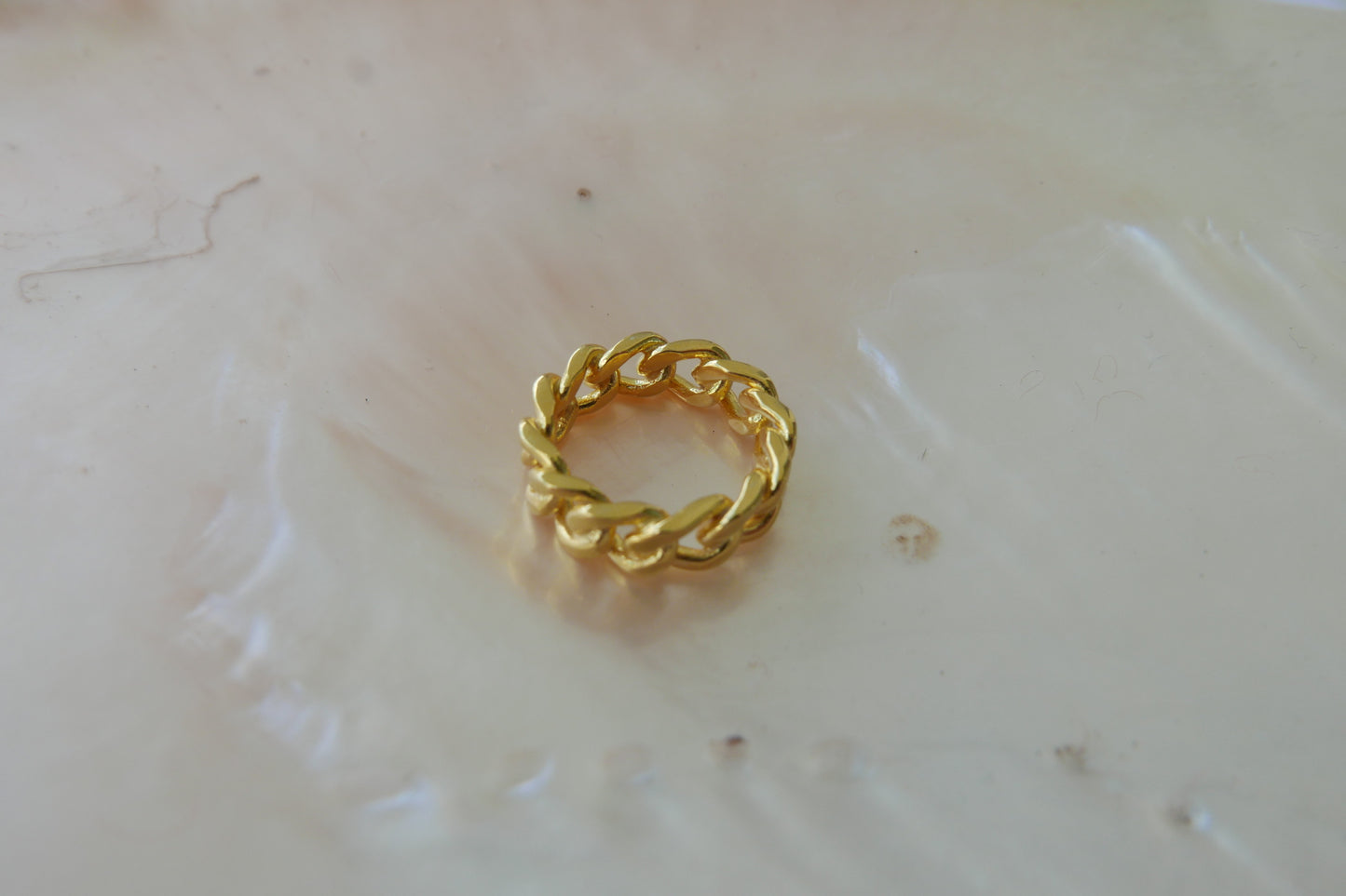 Mix Of Metals Chain Maille Ring in Gold Plated 18K