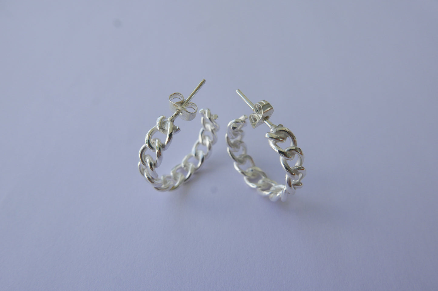 Mix Of Metals Chain Maille Hoop Earrings Plated Silver 925