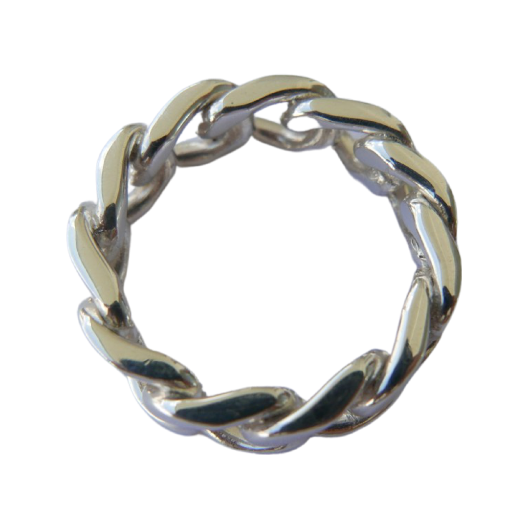 Mix Of Metals Chain Maille Ring in Silver Plated 925