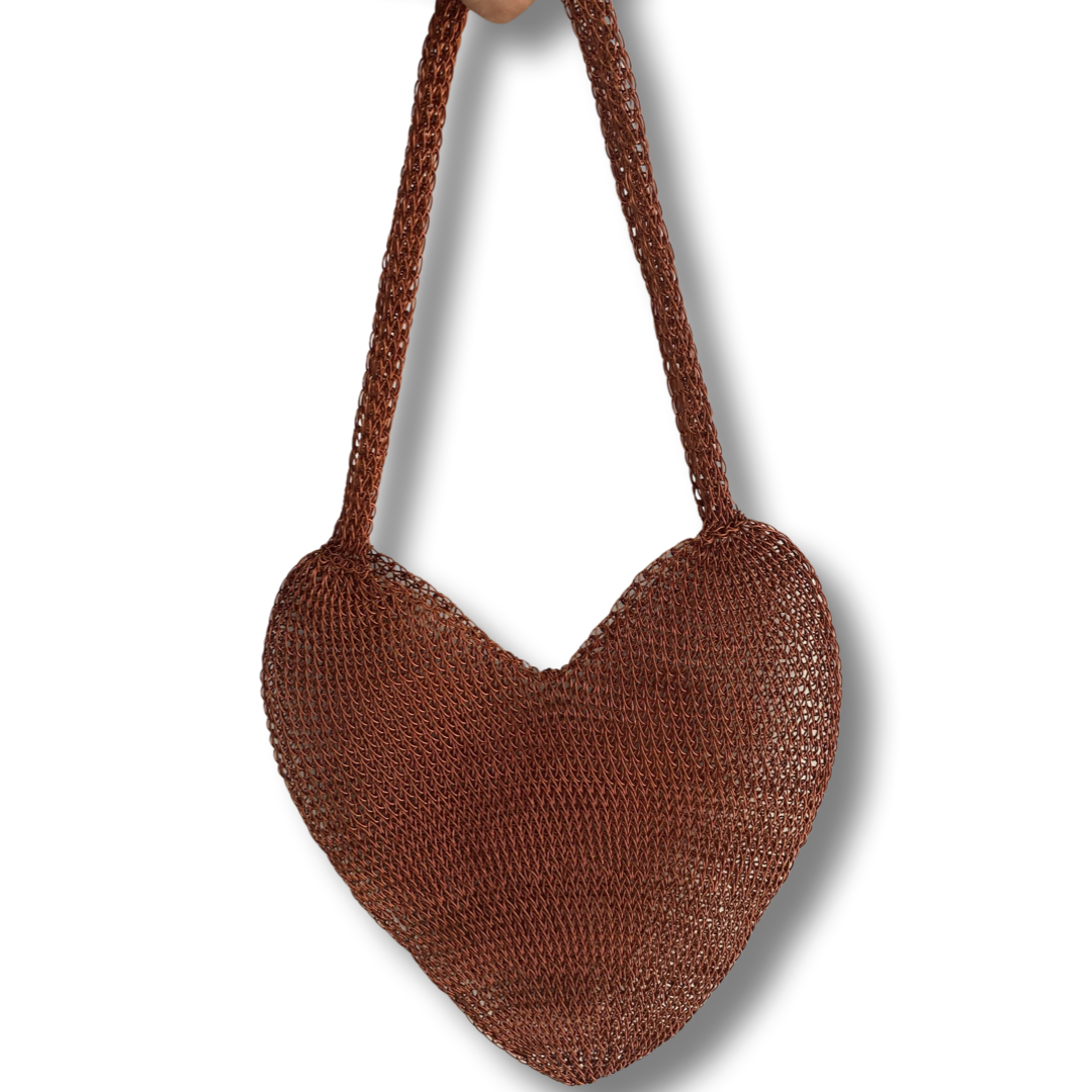 By Sumba Artisans Small Heart Wire Crochet Bag