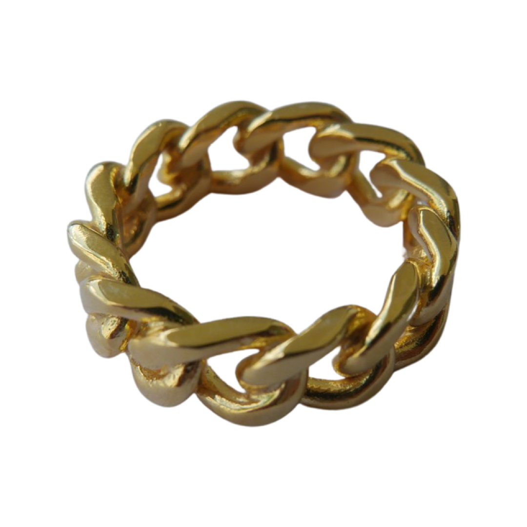 Mix Of Metals Chain Maille Ring in Gold Plated 18K