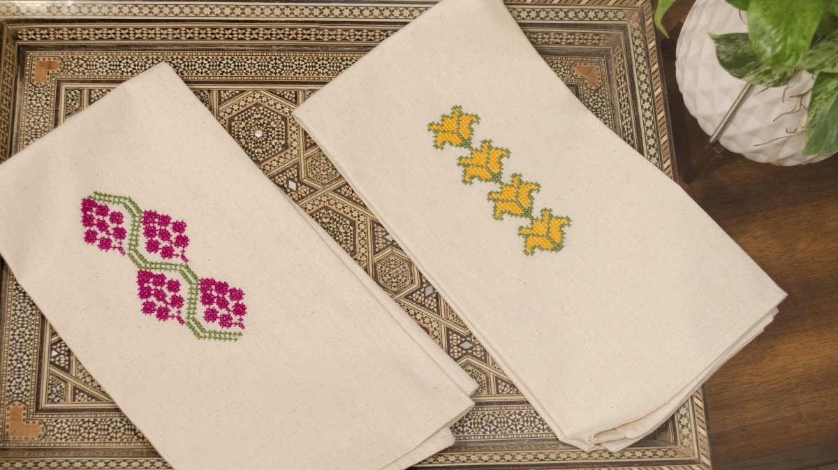 Tatreez Tea Towel Set: Cauliflower & Grapes - Darzah